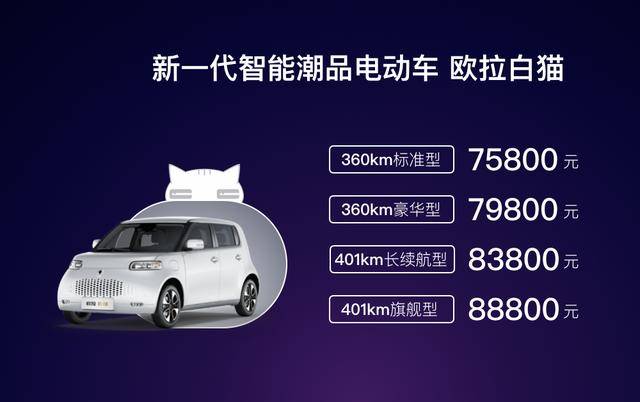 NEDC续航360km、401km，售7.58万-8.88万元，欧拉白猫该怎么选？