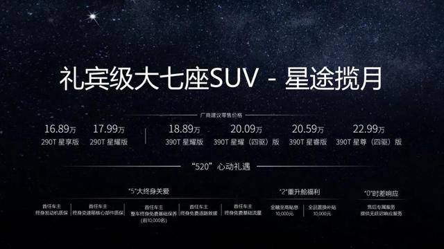 汉兰达新对手，星途揽月16.89万起上市，轴距长2.9米