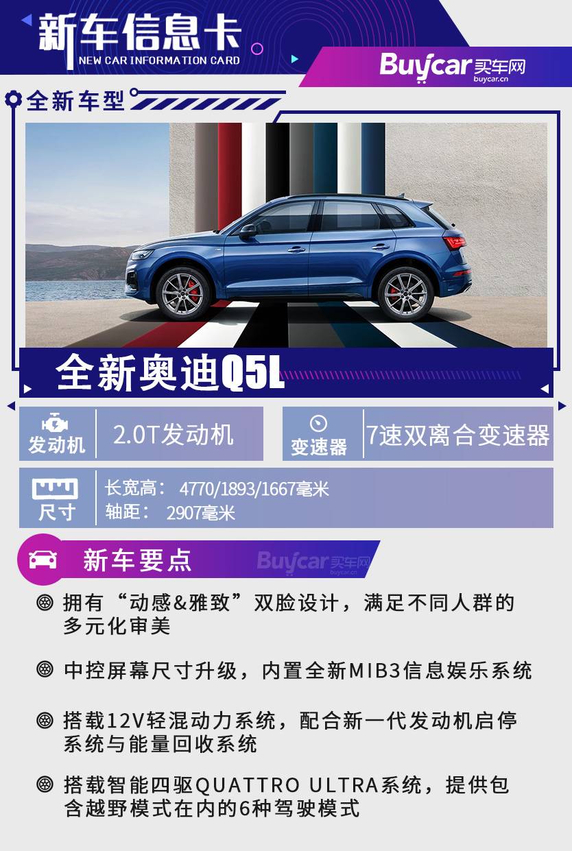 首推40TFSI豪华动感型/雅致型，全新奥迪Q5L购车手册