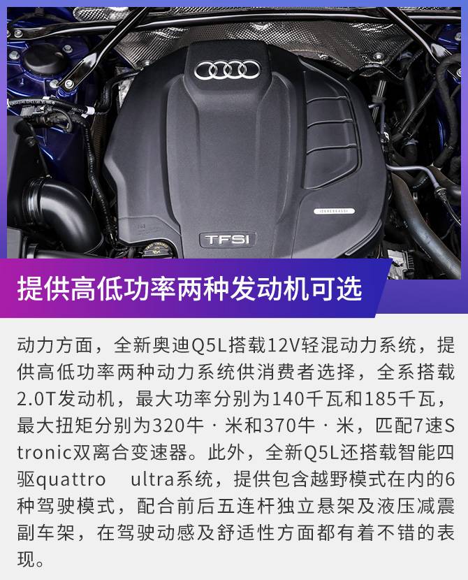 首推40TFSI豪华动感型/雅致型，全新奥迪Q5L购车手册