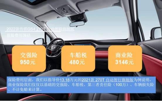 每月花费约1350元 2022款传祺GS4养车成本分析